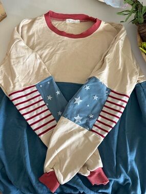 Colorblock Star & Stripe Sweatshirt - Cream, Blue & Red